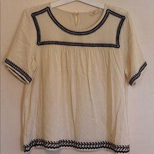 Cream and Navy Blouse